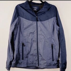 L.L BEAN Casco Bay Windbreaker Blue Grey Size Medium